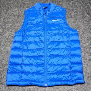 Eddie Bauer Youth Boys Blue Duck Down Vest Puffer Puffy Insulated Medium 10/12